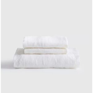 Quince European Linen Fitted Sheet Set Twin White 1 Pillowcase + 1 Fitted Sheet